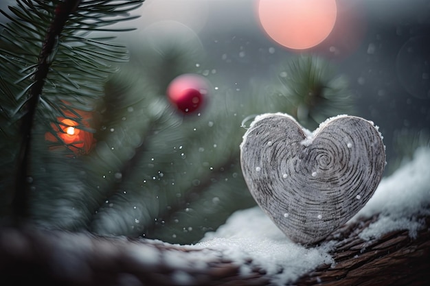 Красивое сердце, символизирующее любовь к рождественскому сезону Генеративный ИИ