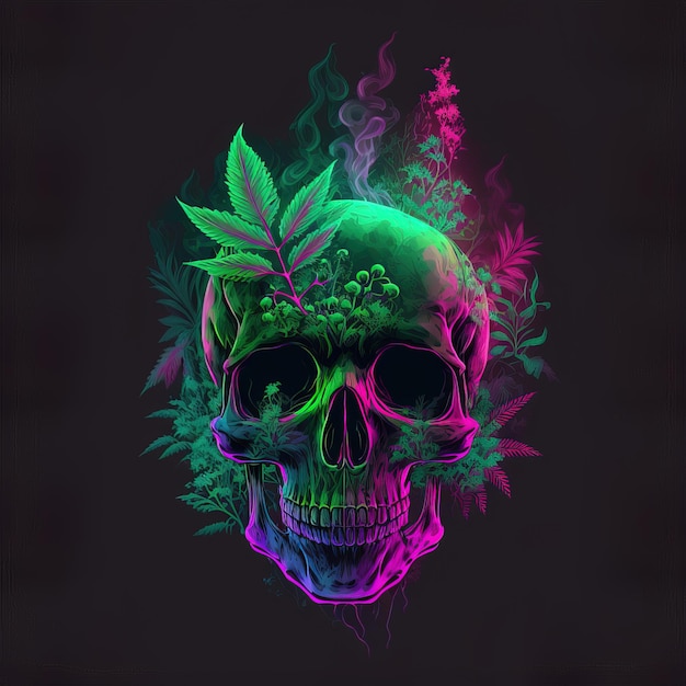 nice illustration of a skeleton in pop colors Generative AI