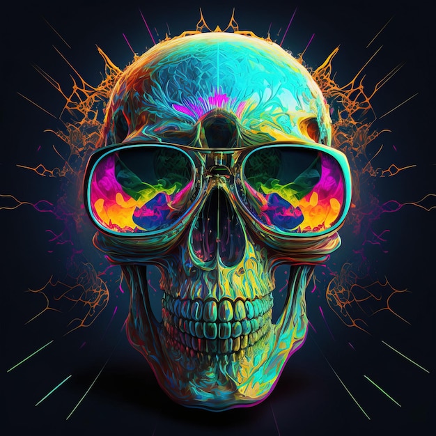 nice illustration of a skeleton in pop colors Generative AI