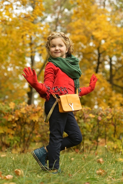 Фото Милая маленькая девочка в осеннем парке