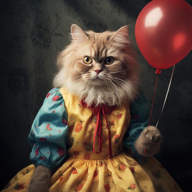Nice looking cat dressed in vintage clothes