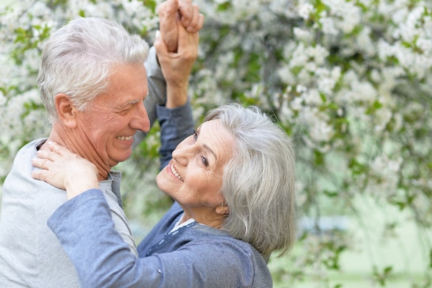 Nice Mature couple dancing in spring park