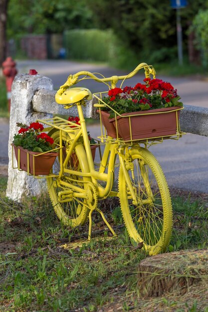 Photo nice modern art bicycle from hungary village abrahamhegy
