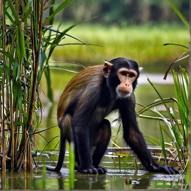 Photo nice monkey in sundarban of bangladesh photography image ai generated art