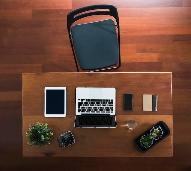 Nice office desk from above