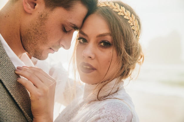 nice passion wedding photo on the beach in Portugal