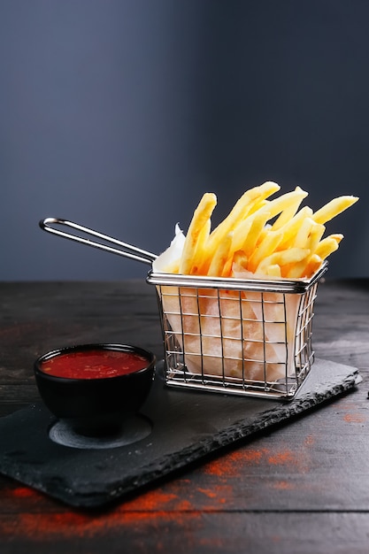 Nice photo of  some fries and ketchup