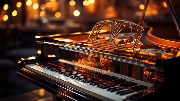 Nice piano on stage in a restaurant