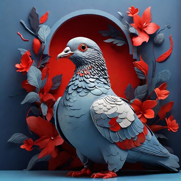 Photo nice pigeon colorful photography image illustration ai generated art