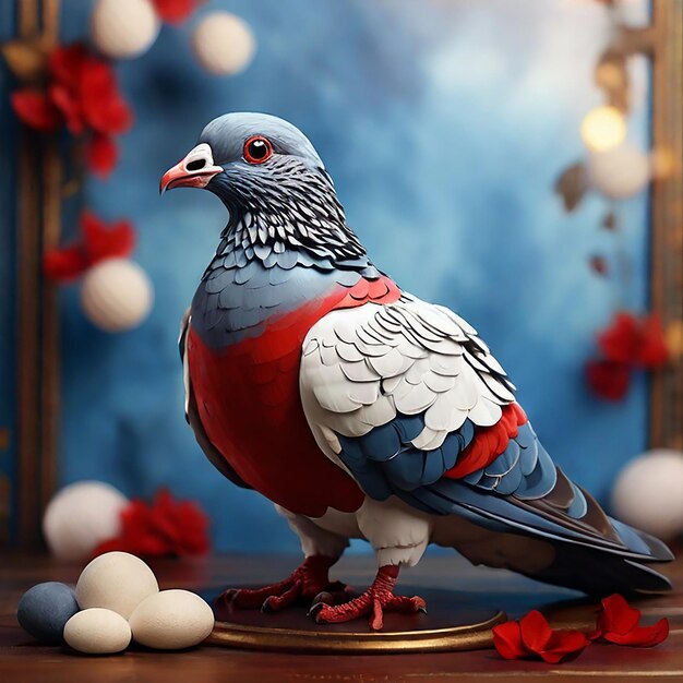 Photo nice pigeon colorful photography image illustration ai generated art