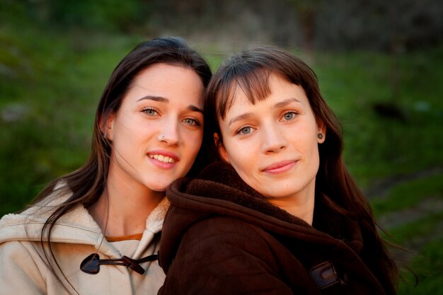 Nice sisters in a park