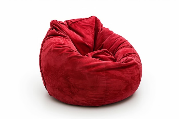Photo nice and soft red beanbag chair isolated on white