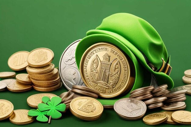 Nice st patrick's day background with hat and coins