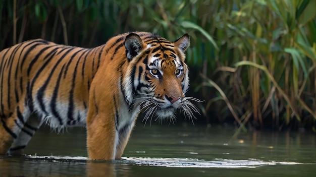 Photo nice standing royal bengal tiger in sundarban of bangladesh photography image ai generated art