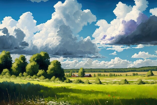 A nice summer scene with a grass and some clouds