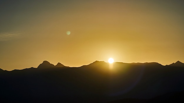 Nice sunrise in the mountains of Sochi, Russia