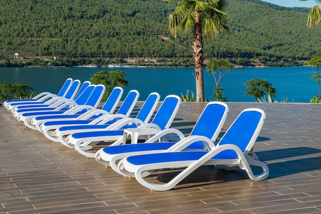 Nice swimming pool outdoors on bright summer day