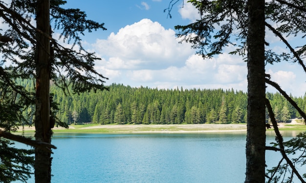 Nice view of blue lake and mountains