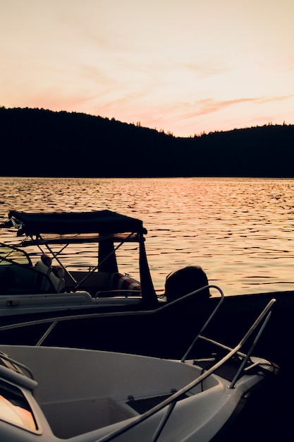 Nice view of the sailboats in sunset leaving