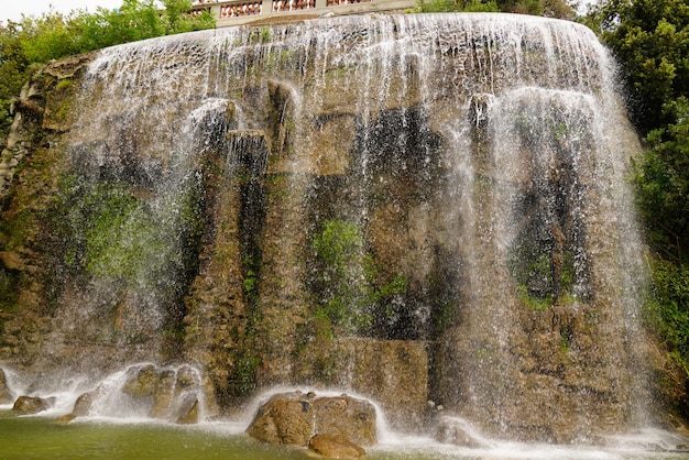 Nice waterfall in Parc de la Colline du Chateau in hill Cote d'Azur France