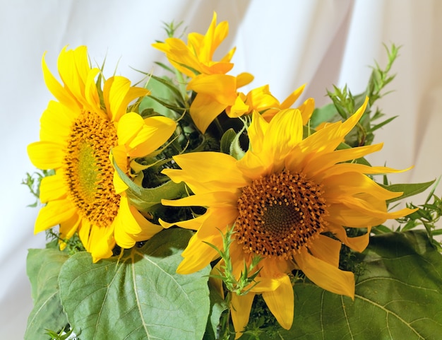 Nice yellow sunflower summer bouquet fragment