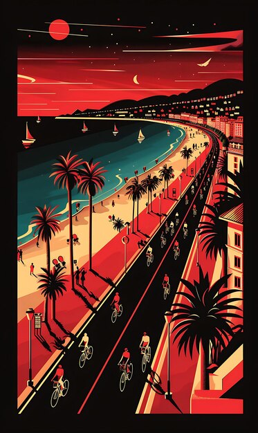 Nices Promenade Des Anglais With Scenic Street Scene Mediter Collage Contrast Concept Design Art