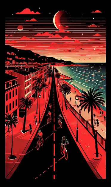 Nices Promenade Des Anglais With Scenic Street Scene Mediter Collage Contrast Concept Design Art