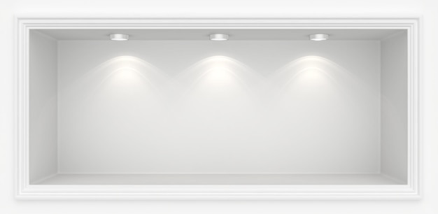 Niche in the wall with light sources. 3d render