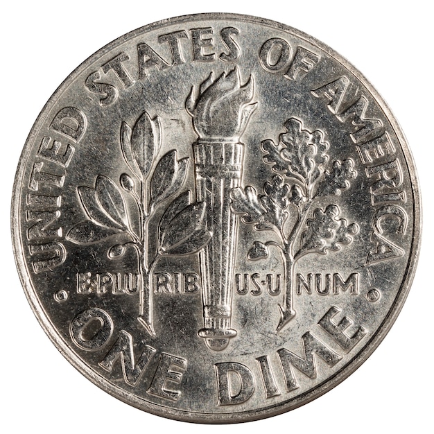 nickel dime USA, isolated