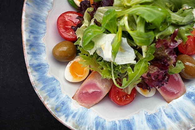 Nicoise salad with tuna on a plate