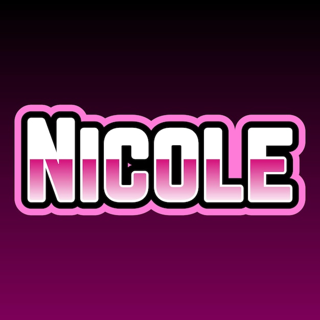 Nicole typography 3d design cute text word cool background photo jpg