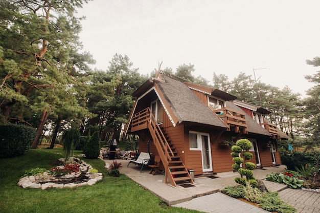 Nida Lithuania September 3, 2019 Beautiful old Lithuanian traditional wooden house in Nida, Lithuania, Europe