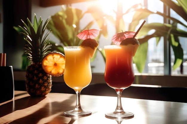 Niet-alcoholische fruitige koude zomercocktaildranken