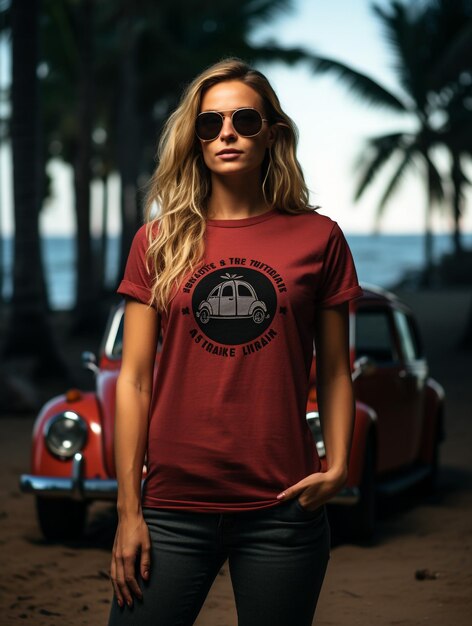 Foto nieuw beetle t-shirt ontwerp cabrio viecabrio model front view