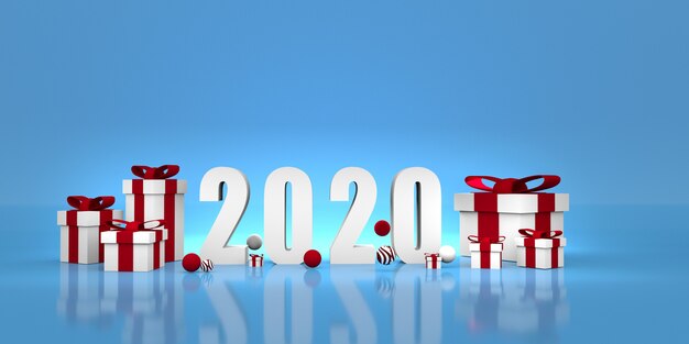 Nieuw jaar 2020. 3D illustratie