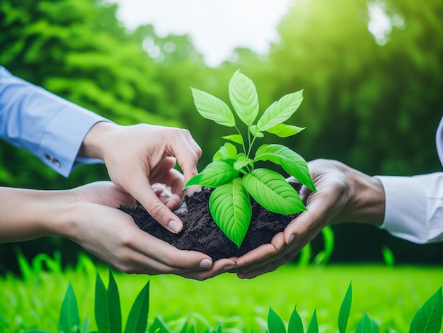 Nieuw leven van jonge plantenzaailingen groeien in zwarte grond Tuinieren en milieubesparend concept Peo