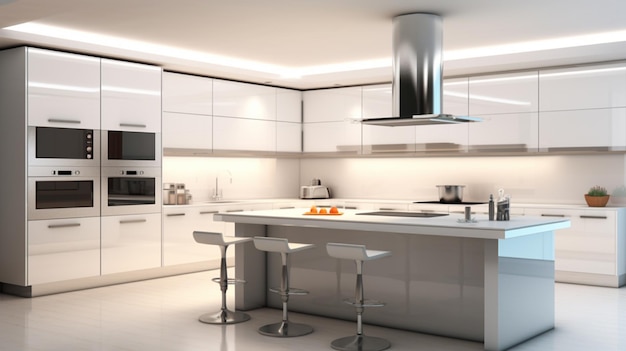 Nieuw modern keukeninterieur Moderne keuken in luxe