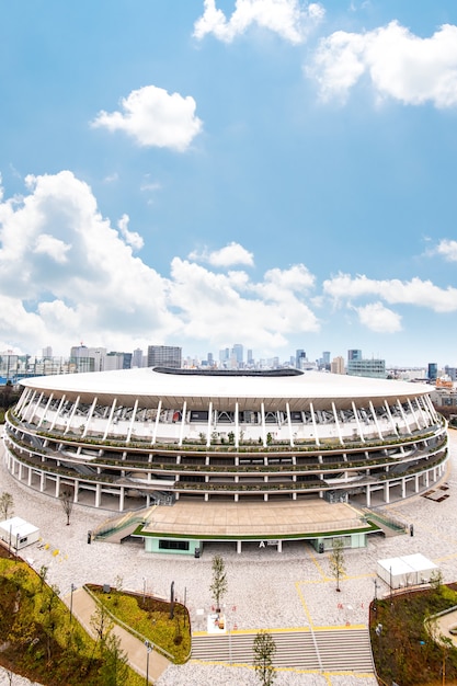 Foto nieuw nationaal stadion in aanbouw voor tokyo olympic 2020, tokyo, japan - 26 januari 2020