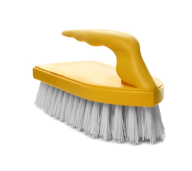 Nieuw penseel op witte achtergrond Schoonmaakproducten