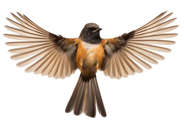 Foto nieuw-zeeland fantail bird op een witte achtergrond