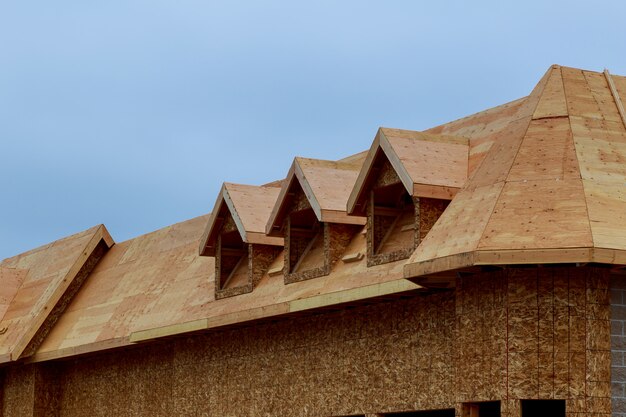 Nieuwbouw hout home framing abstract.