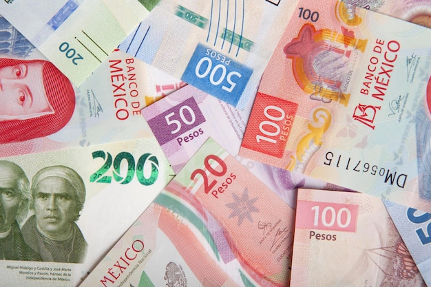 nieuwe bankbiljetten van Mexicaanse peso achtergrond 20 50 100 200 500 pesos