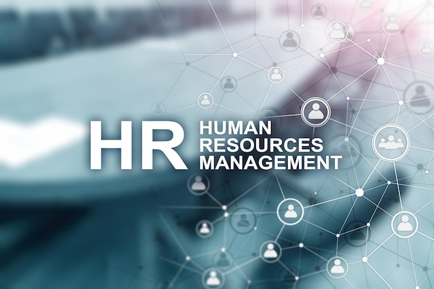Nieuwe Business Concept Human Resources Management Inscriptie op de achtergrond op wazig kantoor