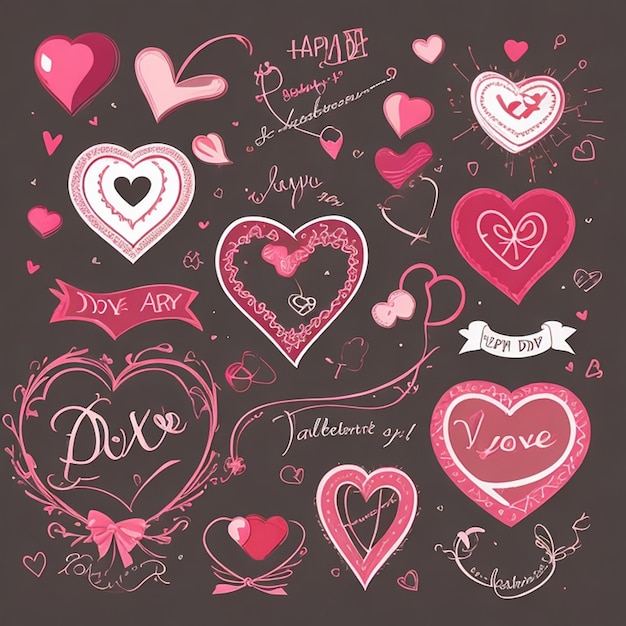 Nieuwe doodle valentines day element collectie