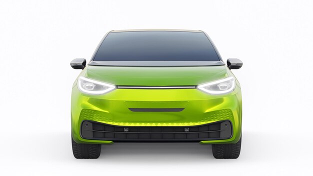 Nieuwe generatie groene elektrische stads hatchback auto met uitgebreid bereik 3d illustratie