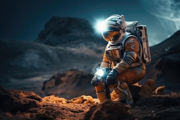 Nieuwe werelden verkennen Astronauten verzamelen monsters op buitenaardse planeet