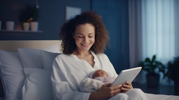 Nieuwgeboren Joy Jonge moeder vangt momenten op met haar smartphone