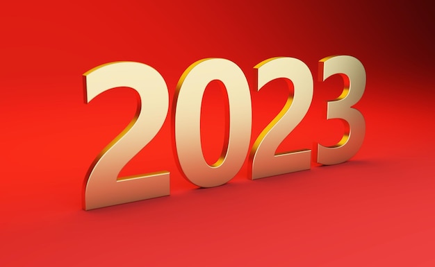 Nieuwjaar 2023 Creatief ontwerpconcept - 3D-gerenderde afbeelding