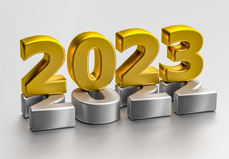 Foto nieuwjaar 2023 vakantieconcept het nummer 2023 ligt op 2022