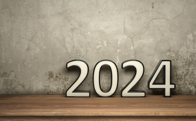 Nieuwjaar 2024 Creative Design Concept 3D-gerenderde afbeelding